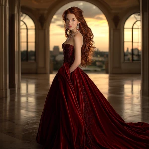 A breathtakingly beautiful young woman with flowing, cascading d...