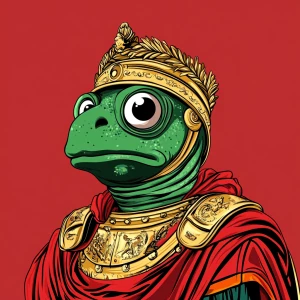 Pepe with pumped-up lips of a bright red color in carton style...