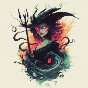 Stormcaller of the Abyssal Depths:

	•	Prompt: A fierce sea witc...