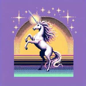 A unicorn rearing up on its hind legs