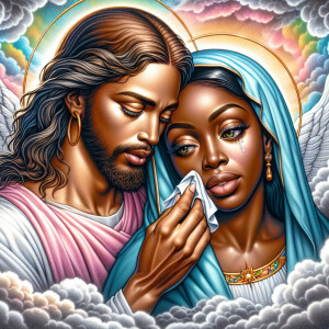 Ensure that the image distinctly represents both Jesus Christ an...
