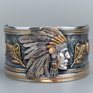 1" Sterling silver bracelet featuring a 14 Karat Yellow Gold Ind...