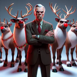 Create a photorealistic image of Rudolph the Red-Nosed Reindeer...
