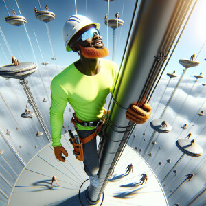 man climbing a 150 foot cell phone tower, Photoshoot, DSLR, Top-...