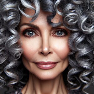 Curl hair, grey, woman