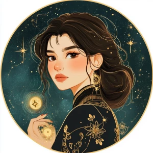 Generate carton style photo1 for Astrologer assistant. Character...