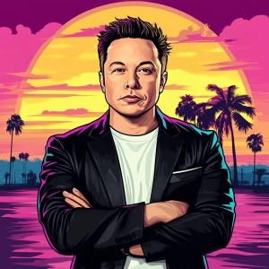 Elon Musk in GTA art style — nothing — in the style of a Grand T...