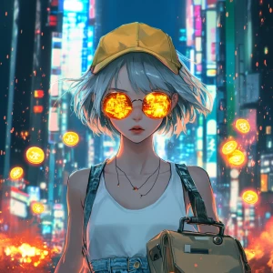young, rebellious anime-style character. The character should ha...