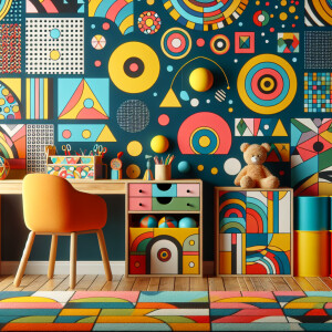 Абстрактные графические решения в детской комнате