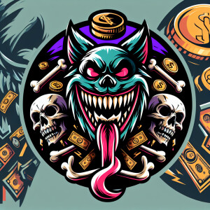 Design a highly intricate and comic like vivid circular logo fea...