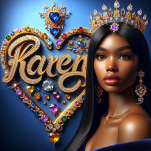 VCraft a 3-D image showcasing the name 'KAREN' in a luxurious go...