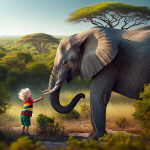 Elephant playing baby