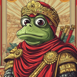 Pepe with pumped-up lips of a bright red color in carton style...