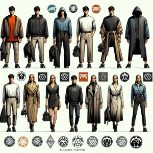 Design 20 unique clothing items for men and women, each featurin...