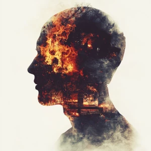 Double exposure horror fire entity