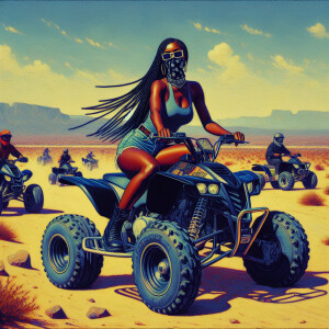 Oil painting style : Atv landscape, Riding a atv in Atlanta. A b...