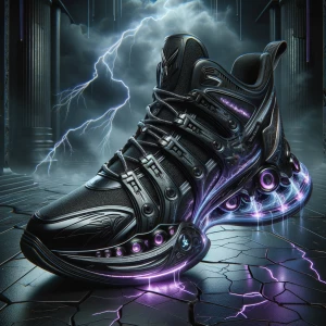 "Futuristic Air Jordan 11-inspired sneaker — sleek, glossy paten...
