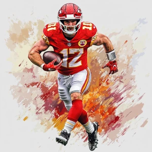 Travis Kelce  NFL player, picture in action, in GTA art style, even image with contours