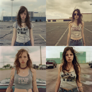 Faded color photograph of stunning 25-year-old freckled brunette...