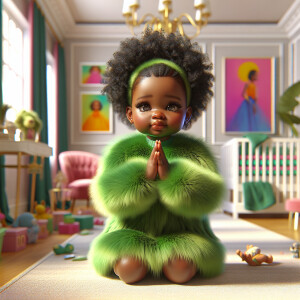 A 3D realistic illustration of a light-skinned African-American...