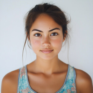 A portrait of a 21-year-old cute woman with a Californian look,...