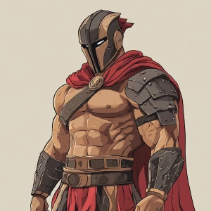 Tanos from avengers as gladiator in carton style