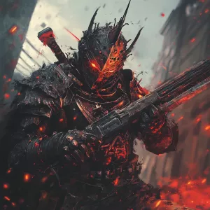 Design an image capturing a scene blending elements from the Dar...