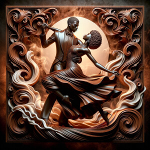 3d wood and porcelain sculpture of an Afrocentric woman with a m...