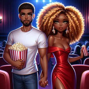 Troy vibrant & cinematic scene set in a theater, featuring a sty...