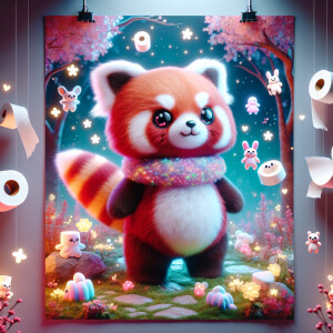 "Create an ultra-cute red panda named Reddy with a mischievous g...