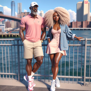 3D image of an attractive 50 year African American couple, they...