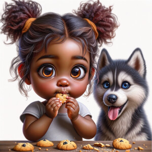 create a hyper realistic African American chibi toddler girl wit...