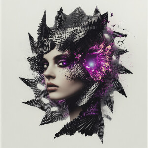 Design a mid-level portrait of Athena in a retro-futuristic styl...