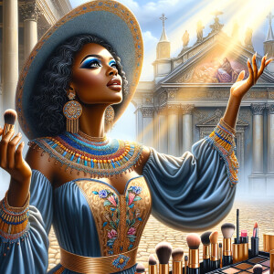 Create an airbrush oil painting of an African American woman wit...