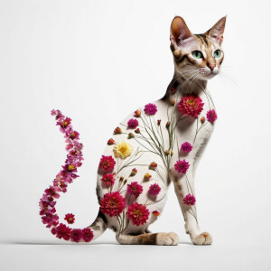 Create an oriental cat made of pressed flowers (and what have yo...