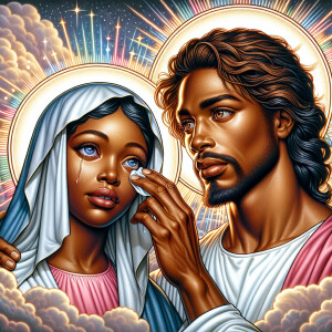 Ensure that the image distinctly represents both Jesus Christ an...