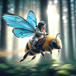 Create a hyper-realistic image of a little girl fairy with blue...