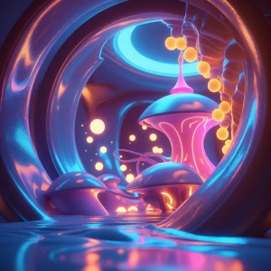 Create a surreal, three-dimensional scene that embodies the conc...