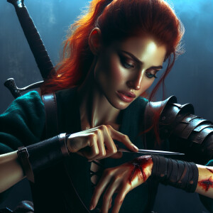 After a grueling battle, Katarina from League of Legends is meti...