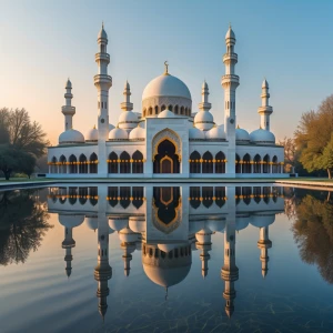 Create an image of an impressive mosque with intricate architect...