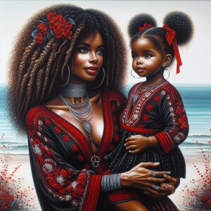 A tender depiction of a Bohemian mother with her child, both sty...