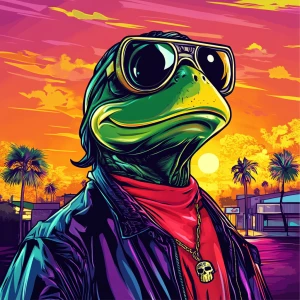 MEME PEPE in GTA art style — — in the style of a Grand Theft Au...