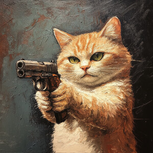 cat with a gun