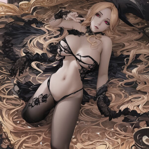 A potray of one of the seven deadly sins called lust, beautiful and charming woman, alluring, femme fatale