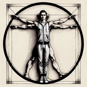 Leonardo Da Vinci's "Vetruvian Man" illustration but the man in...