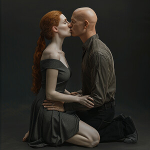 A photorealistic high resolution image. Light ginger haired fema...