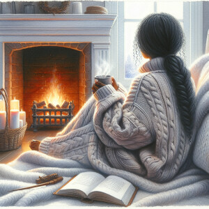 A vignette watercolor painting of a cozy, intimate scene of an A...