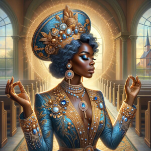 Create an illustration that embodies spirituality and a deep con...