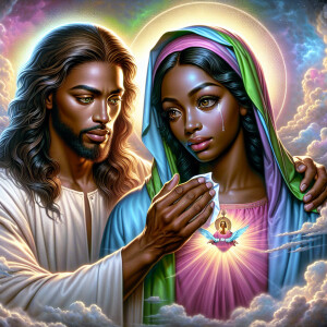 Ensure that the image distinctly represents both Jesus Christ an...