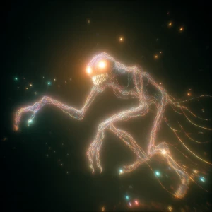 In the dreamy realm of a luminous grotesque AI construct, a surr...